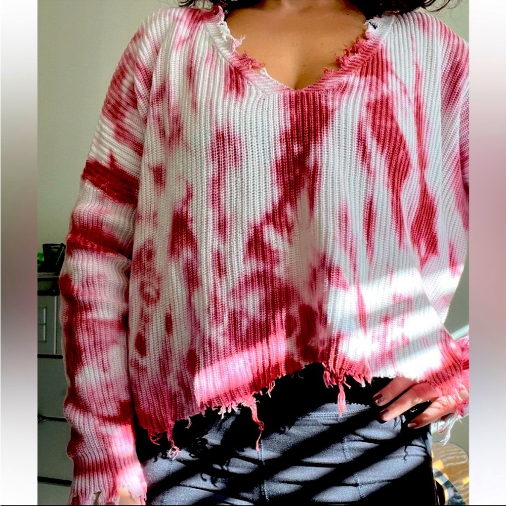 Runway Distressed Tie Dye Oversized Sweater